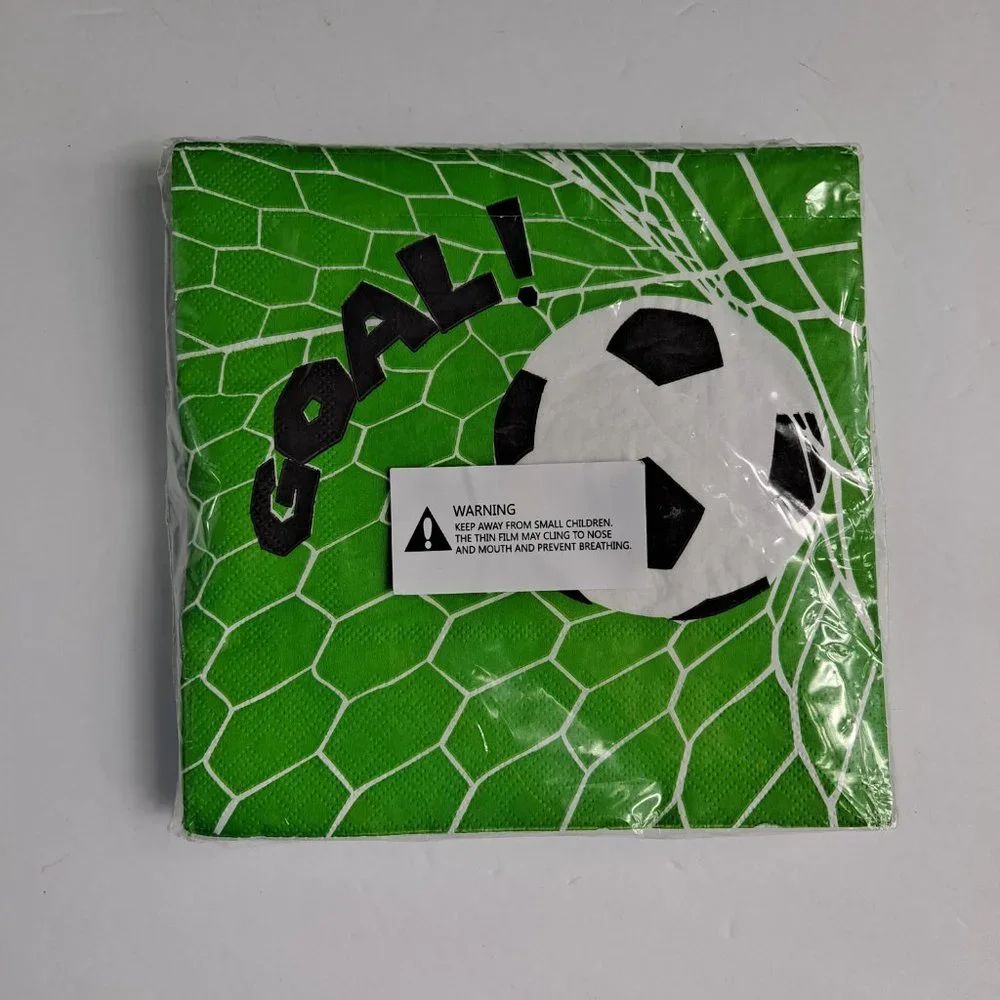 Soccer Goal paper Napkins Green White Black Party Team dinner 25 pack